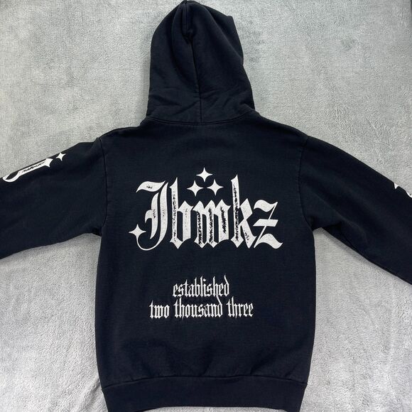 Jabbawockeez Old English Hoodie Mens Medium Black Established Two Thousand Three - Picture 2 of 14